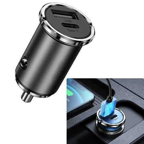 Kompaktní automobilová nabíječka – dvojitý USB port a rychlé nabíjení