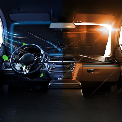 Kompaktní sluneční clona pro čelní sklo – rychlá a efektivní instalace