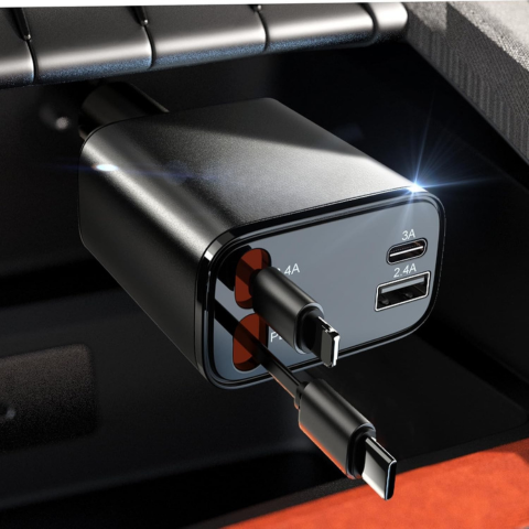 Chargeur Voiture Rétractable – Format Compact Ultra Pratique