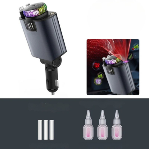 Încărcător Auto Multifuncțional — Încărcare Rapidă & Difuzor de Arome