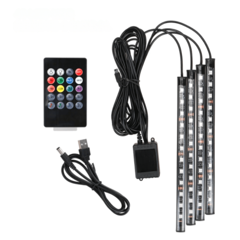 Bande LED interioare pentru mașină – Telecomandă și instalare ușoară