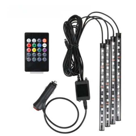 Bande LED interioare pentru mașină – Telecomandă și instalare ușoară