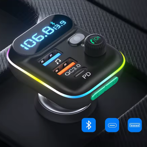 Transmisor FM Bluetooth para coche — Llamadas claras y música inalámbrica