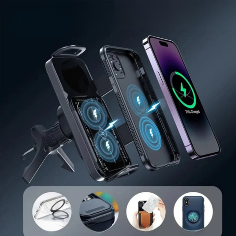 Support Telefono Magnetico Per Auto — Fissaggio Rapido E Sicuro