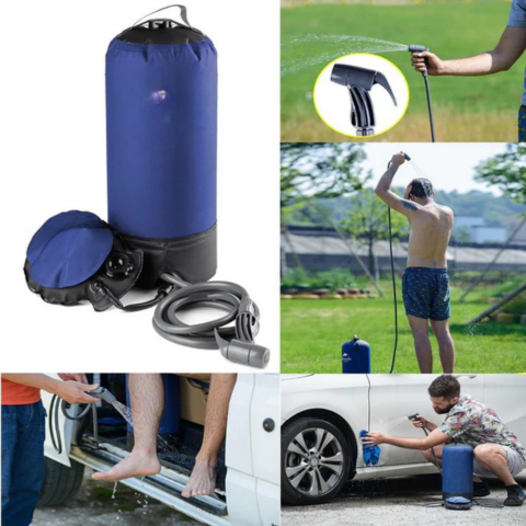 Duș portabil de camping - igienă în aer liber și dimensiuni compacte