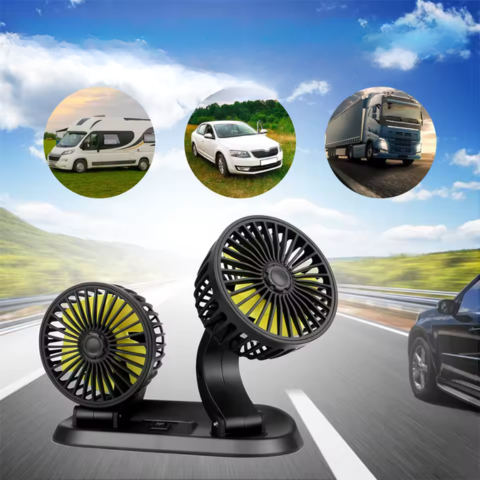 Kétfejű automatikus ventilátor - USB vagy szivargyújtó tápegység
