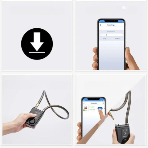 Intelligent Cykellås Med Alarm 110dB Og Kontrol Via App — Pålidelig Og Moderne Beskyttelse 