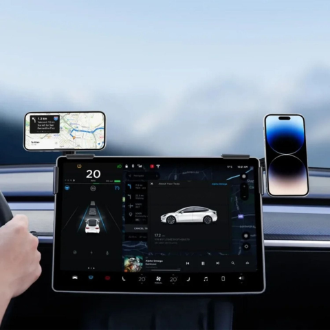 Tukipuhelin Teslaa varten — Magneettinen kiinnitys ja langaton lataus 