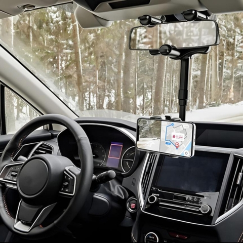Auto-Telefonhalterung — Befestigung am Rückspiegel und verstellbar 