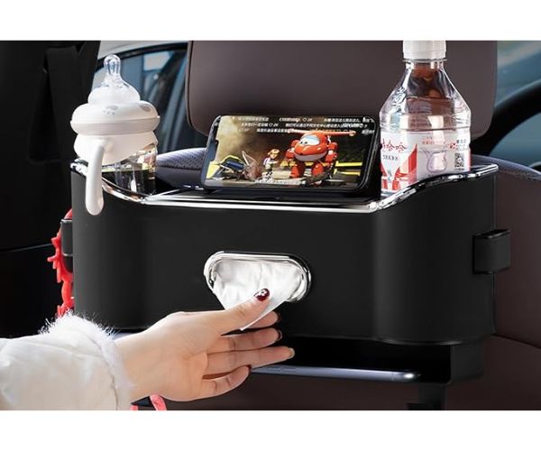 Organizer na tylne siedzenie z haczykami i schowkiem - zoptymalizowana przestrzeń i porządek w samochodzie